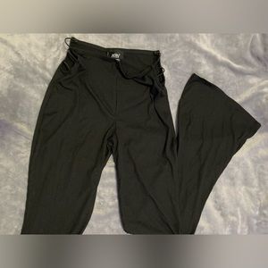 ribbed flare leggings with side cutouts